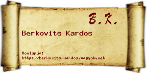 Berkovits Kardos névjegykártya